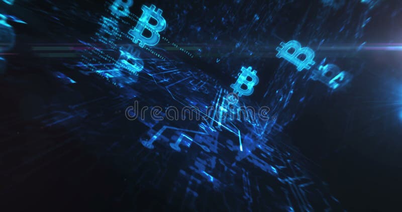 Bitcoin Blockchain Krypto Währungssymbole Schleife Cyber-Konzept lizenzfreie abbildung