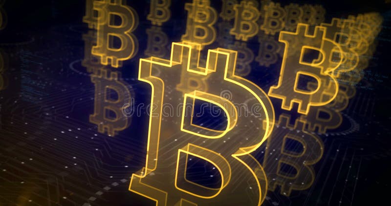 Bitcoin Blockchain Krypto Währungssymbole Schleife Cyber-Konzept stock abbildung