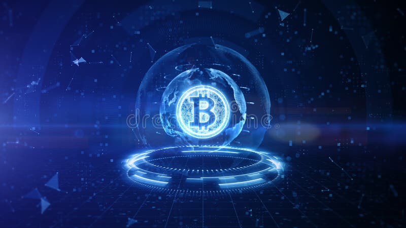 Bitcoin Blockchain Kryptowährung digitale Verschlüsselung digitale Geldbörse Technologie globale Netzwerkverbindungen Hintergrund stock abbildung