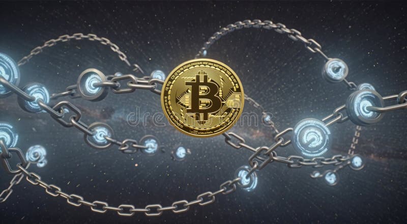 Bitcoin Blockchain Kryptowährung digitale Währungskette stock abbildung