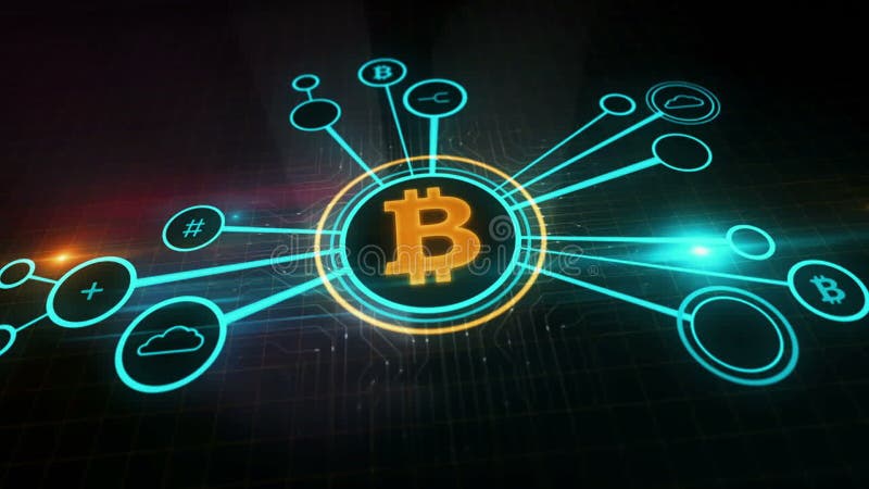 Bitcoin Blockchain Kryptowährung Symbol 3d digitales Konzept stock abbildung