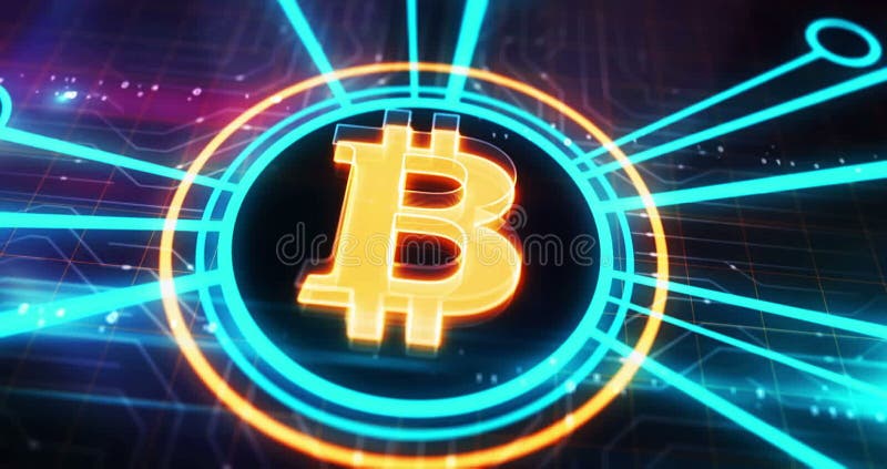 Bitcoin Blockchain Kryptowährung Symbol 3d digitales Konzept vektor abbildung