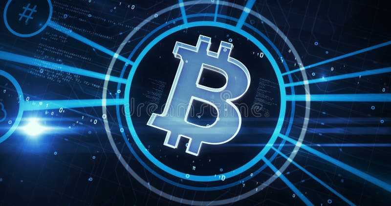 Bitcoin Blockchain Kryptowährung Symbol 3d digitales Konzept vektor abbildung