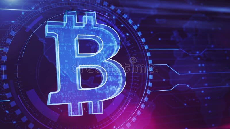 Bitcoin Blockchain Kryptowährungs-Symbol-Schleife digitales Konzept lizenzfreie abbildung