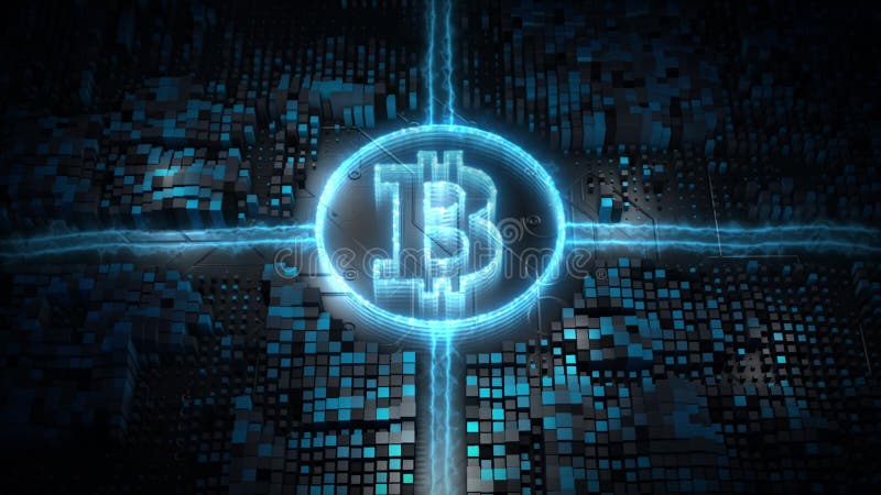 Bitcoin blockchain Verschlüsselungsnetz-Geldwechsel-Technologiehintergrundkonzept Schlüsselwährung digitales stock abbildung