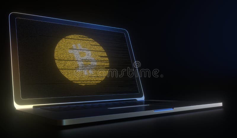 Bitcoin Cash-Logo mit Computercode auf dem Laptop-Bildschirm gemacht. Kryptowährungs-Mining oder transaktionsbezogene 3d vektor abbildung