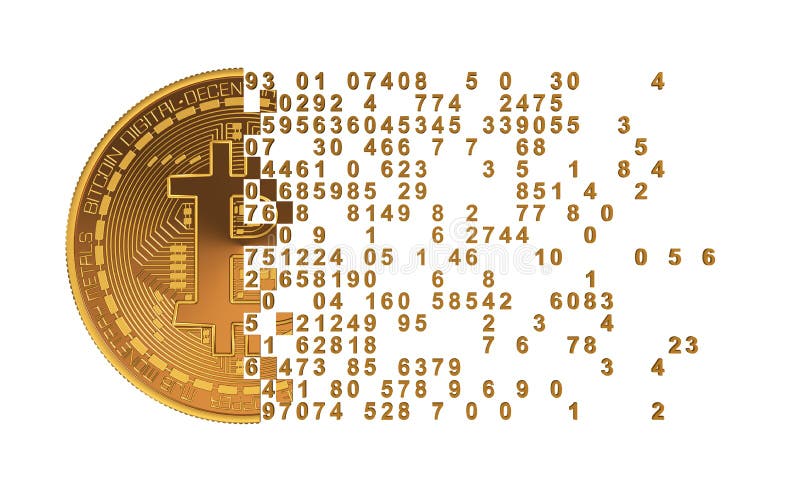Bitcoin che va in pezzi alle cifre royalty illustrazione gratis Bitcoin che va in pezzi alle cifre royalty illustrazione gratis
