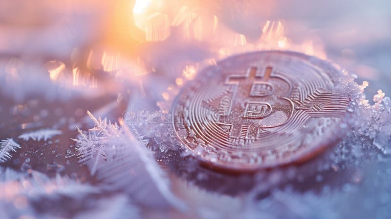 Bitcoin Cold Storage: A Frosty Bitcoin Symbolizes the Strength and Safety of Cryptocurrency Cold Storage - Image made using royalty free stock image