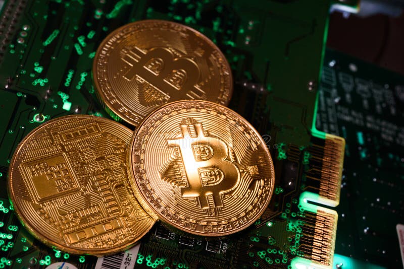 Bitcoin with Circuit Board stock photo. Image of financial - 111350754