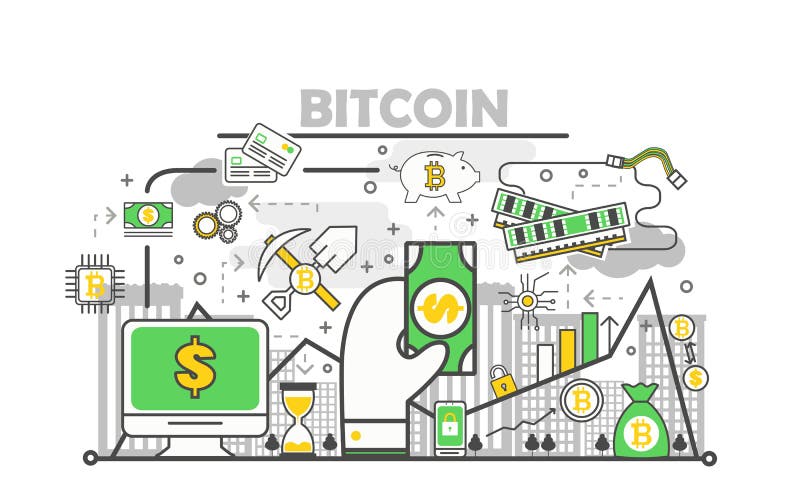 Bitcoin concept vector modern thin line flat design illustration vector illustration Bitcoin concept vector modern thin line flat design illustration vector illustration
