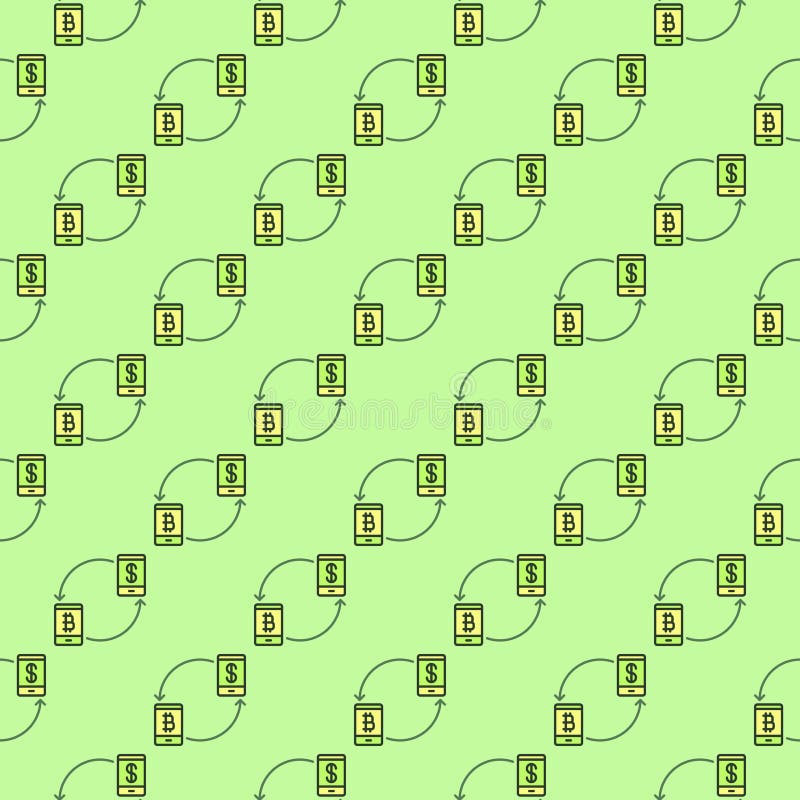 Bitcoin Crypto Exchange vector Buy and Sell Cryptocurrency concept colored seamless pattern