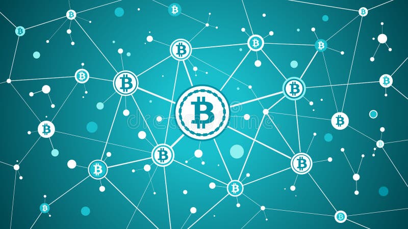 Bitcoin crypto waluta, blockchain tło i ilustracji