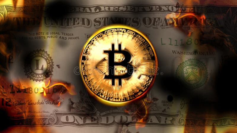 Bitcoin crypto waluta nad Stany Zjednoczone banknotu dolarem royalty ilustracja