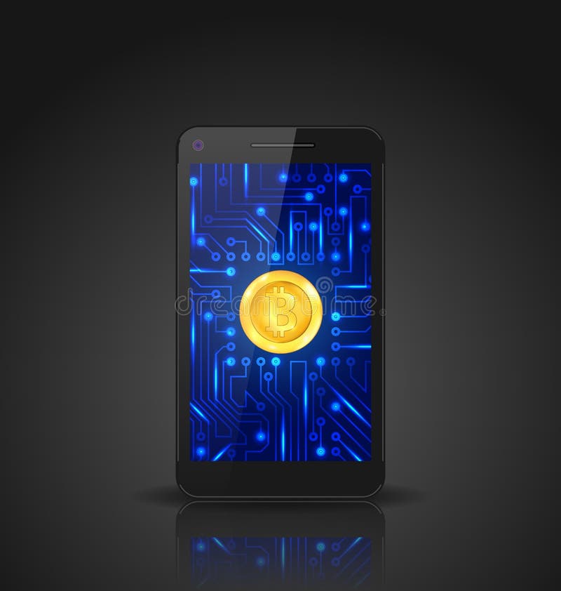 Bitcoin, Crypto waluta, pojęcie Minować Cyfrowego pieniądze, Wirtualny Płatniczy system ilustracji