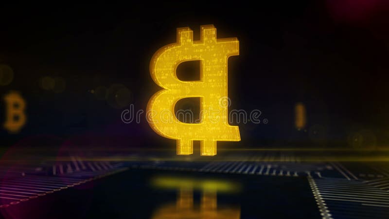 Bitcoin cryptocurrency Bergbauloopable Animation 3d symbols stock abbildung
