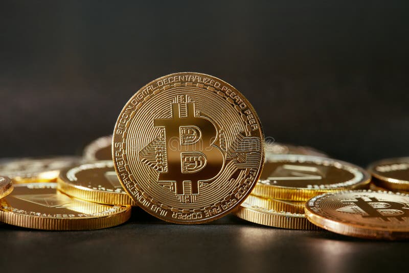 Bitcoin Cryptocurrency Closeup royaltyfri foto