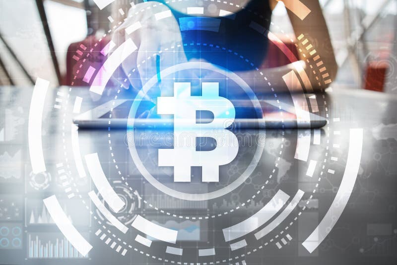 Bitcoin cryptocurrency Finansiell teknologi Internetpengar äganderätt för home tangent för affärsidé som guld- ner skyen till fotografering för bildbyråer