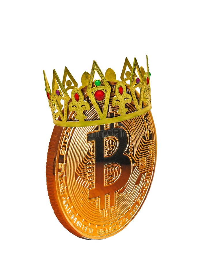 Bitcoin-cryptocurrency ist König, der goldene Kronenjuwelen trägt stockfoto Bitcoin-cryptocurrency ist König, der goldene Kronenjuwelen trägt stockfoto