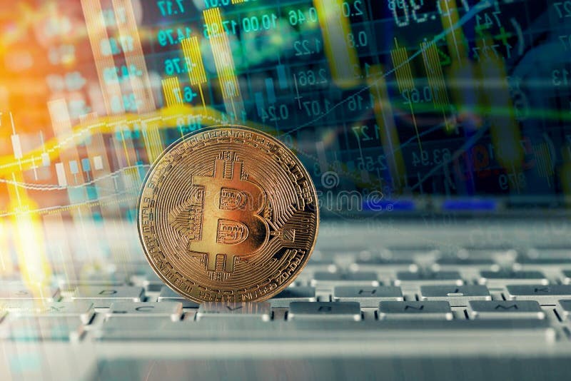 Bitcoin cryptocurrencyhandel fotografering för bildbyråer