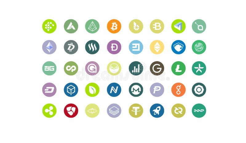Bitcoin cryptomonnaie et argent associé iconcrypdevise icône jeu d'illustrations illustration libre de droits