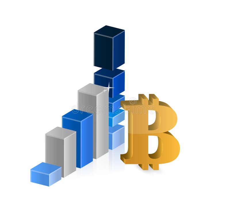Bitcoin currency symbol and business graph vector illustration Bitcoin currency symbol and business graph vector illustration