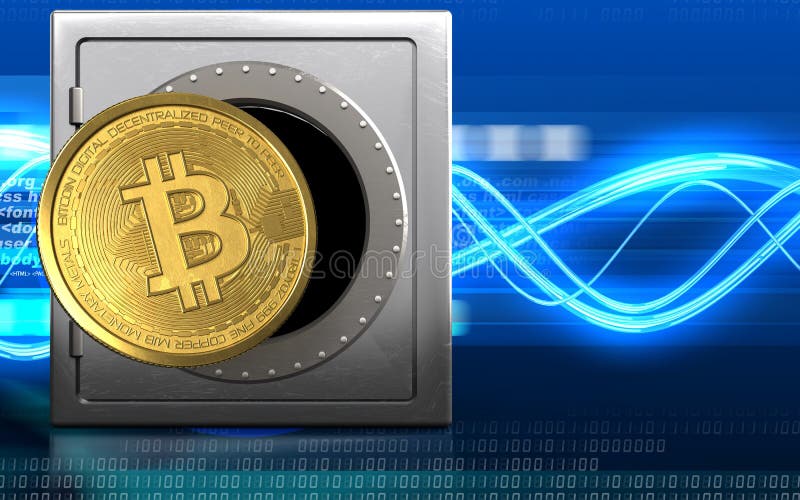 Bitcoin 3d sopra le onde digitali illustrazione vettoriale