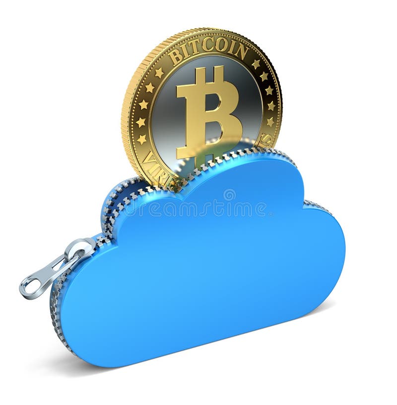 Bitcoin in de wolk stock illustratie Bitcoin in de wolk stock illustratie