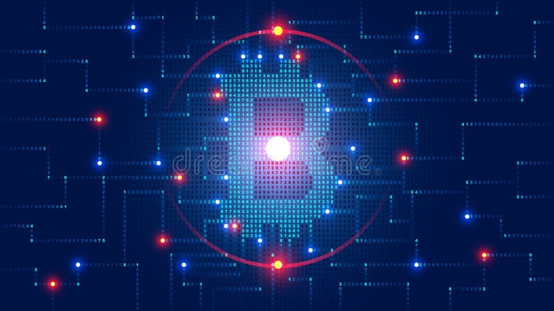 Bitcoin di simbolo Fondo digitale di tecnologia Concetto di affari Bitcoins di estrazione mineraria illustrazione di stock