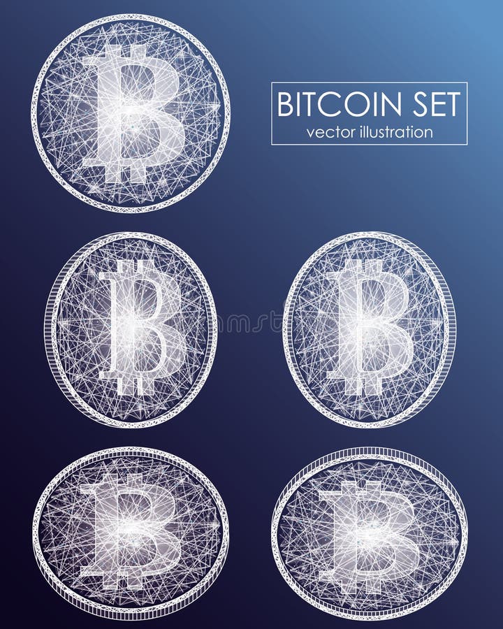 Pictograme și simboluri ale vectorului digital bitcoin. monede metalice criptate cu simbol bitcoin. stock illustration