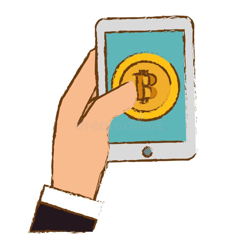 Bitcoin, digital golden money symbol vector illustration