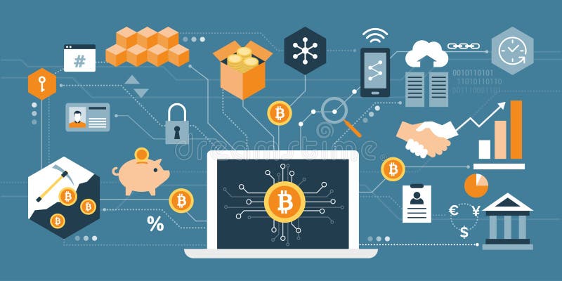 Bitcoin e cryptocurrency ilustração stock Bitcoin e cryptocurrency ilustração stock