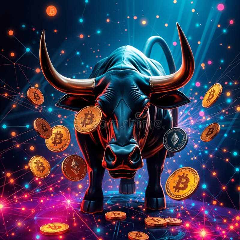 Ein ai image einer zeit, in der bitcoin mittel- bis langfristig einen signifikanten anstieg erleben wird, so genannte bull eilush