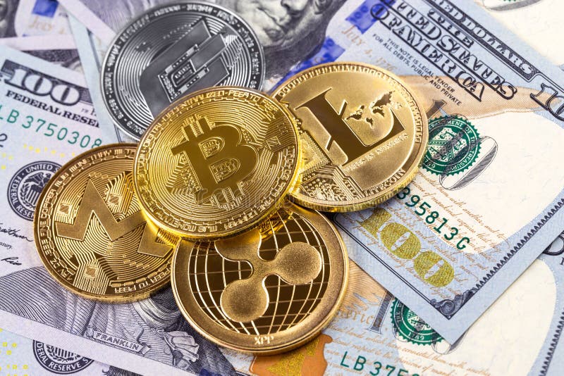 Bitcoin, Ethereum, Ripple And Litecoin On The Black Background Stock Image - Image of attack ...