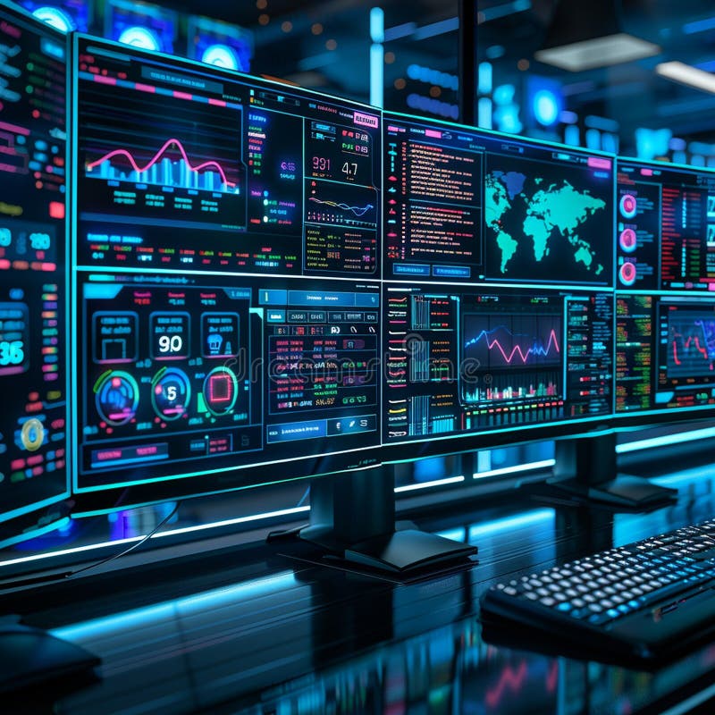 Bitcoin exchange office analyzing traders in crypto concept trending background image royalty free illustration