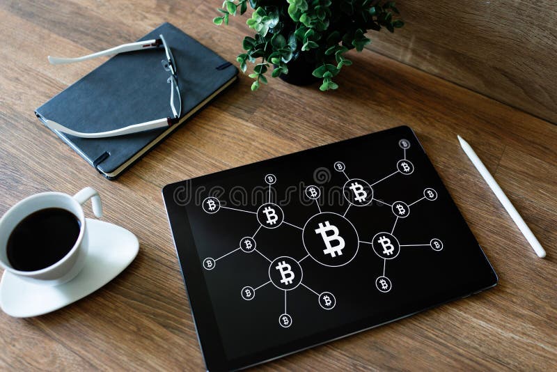 Bitcoin Growth Rocket Icon On Screen. Cryptocurrency And ...