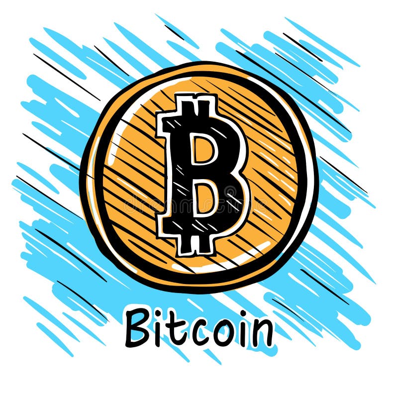 Bitcoin Hand drawn sketch stock vector. Illustration of exchange - 98391149