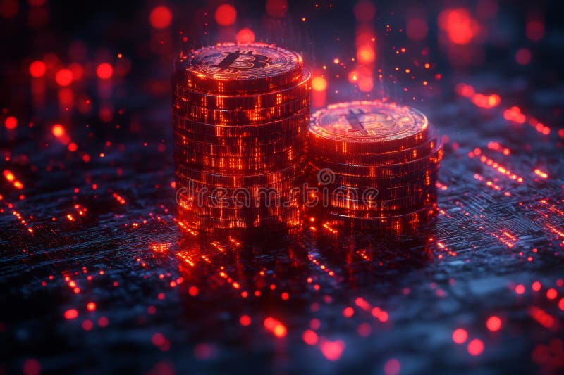 Bitcoin I Ethereum Na Płycie Zielonego Obwodu royalty ilustracja