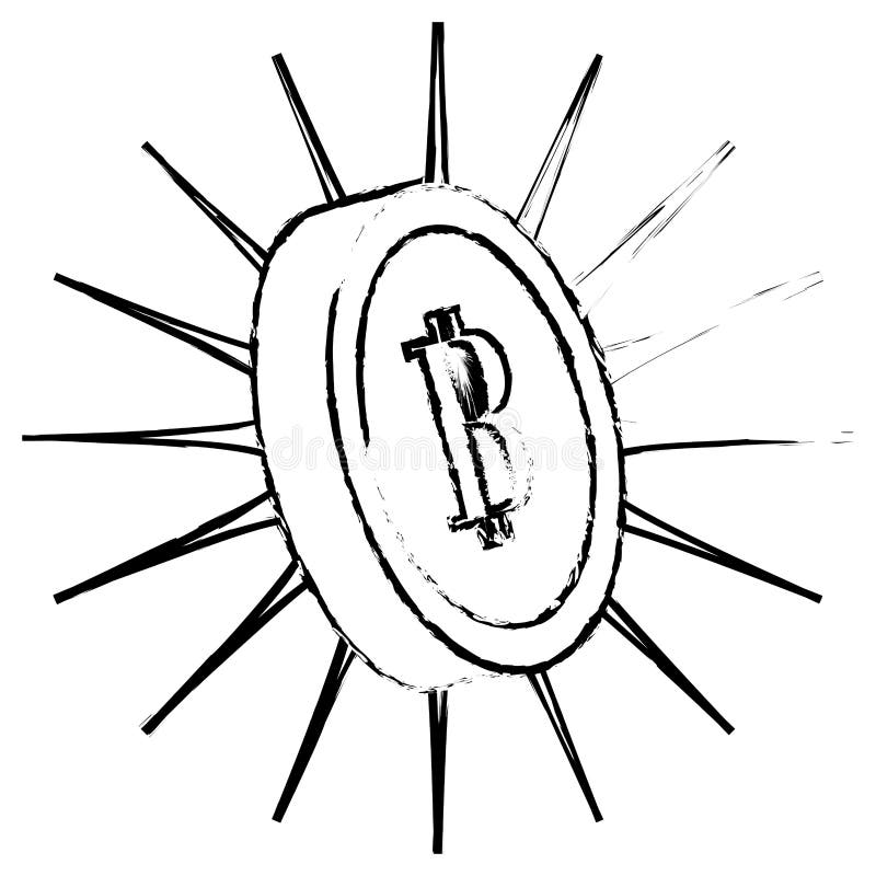 Bitcoin icon, digitally lit money symbol vector illustration