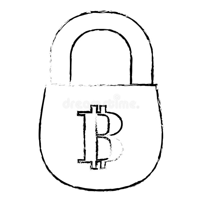 Bitcoin icon, secure money symbol online royalty free illustration