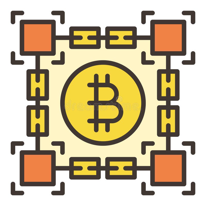 Bitcoin în interiorul blockchain vector descentralizat cryptocurrency colorat pictogramă sau element de proiectare stock illustration