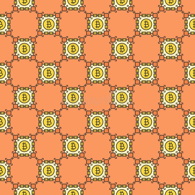 Bitcoin în interiorul blockchain vector descentralizat cryptocurrency colorat fără sudură stock illustration