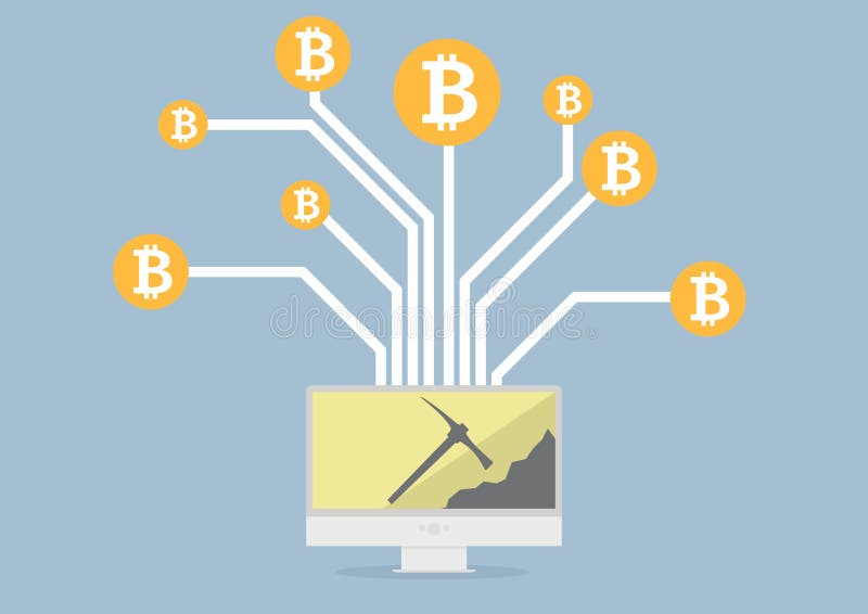 Bitcoin kopalnictwo ilustracja wektor