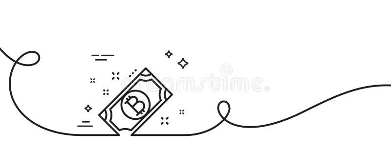 Pictogramă linie bitcoin. indicator de numerar pentru criptare. linie continuă cu curbă. vector stock illustration
