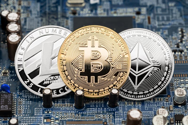 bitcoin litecoin ethereum crypto currency computer mining concept stock images bitcoin litecoin ethereum crypto currency computer mining concept stock images
