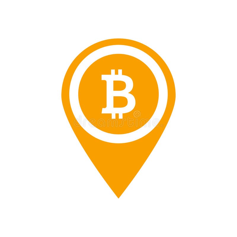 Bitcoin map pin digital currency exchange vector pointer vector illustration