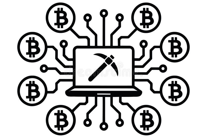 Bitcoin Mining Concept för bärbar dator Cryptocurrency Digital Currency stock illustrationer