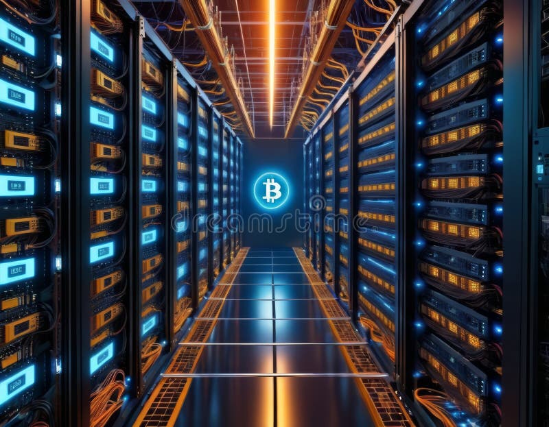 Bitcoin Mining Server Room stock image