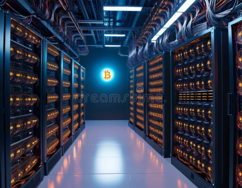Bitcoin Mining Server Room stock image
