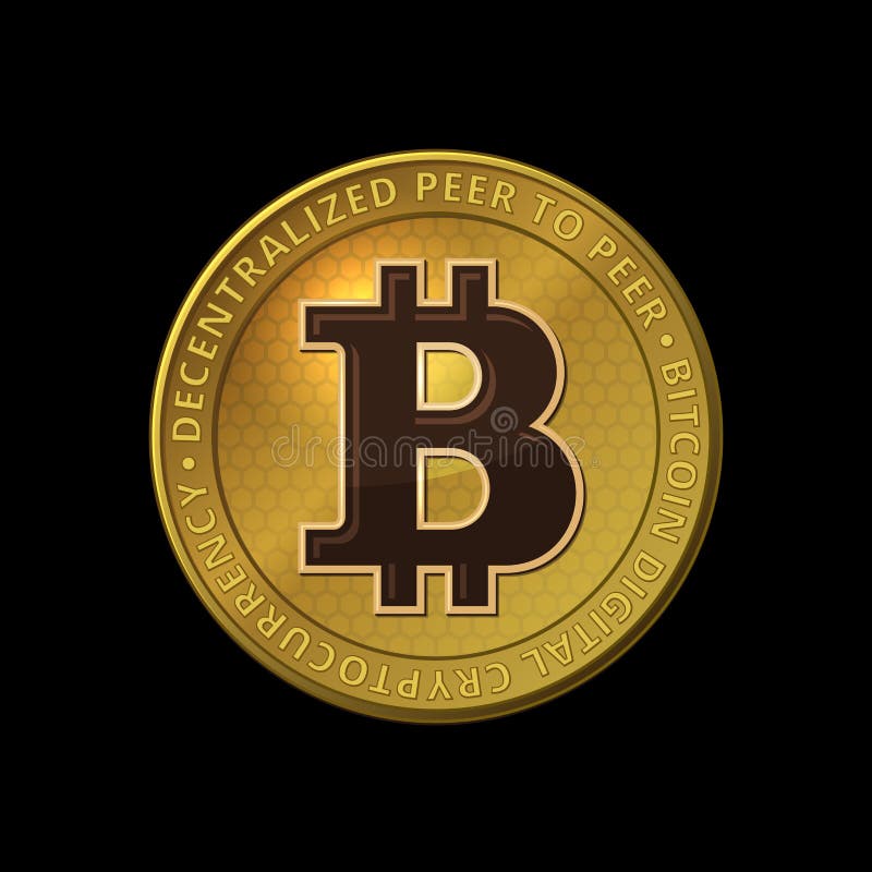 Bitcoin mynt på svart bakgrund vektor stock illustrationer