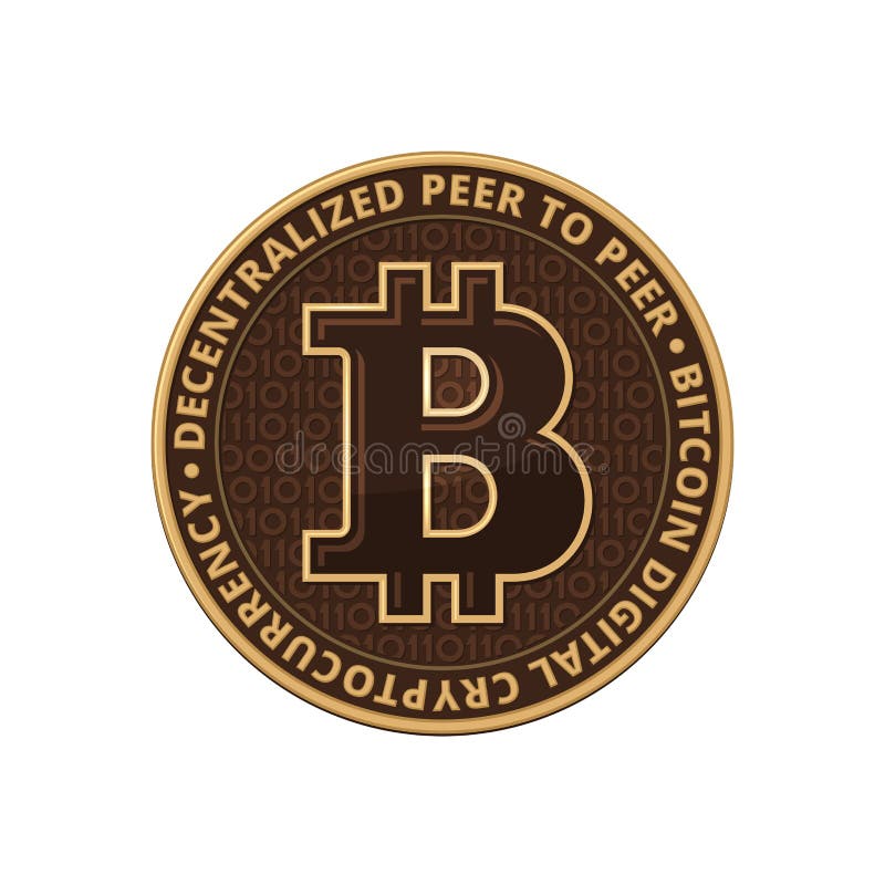 Bitcoin mynt på vit bakgrund vektor royaltyfri illustrationer